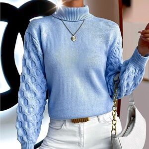 Sky Periwinkle Blue Bell Sleeved sweater.